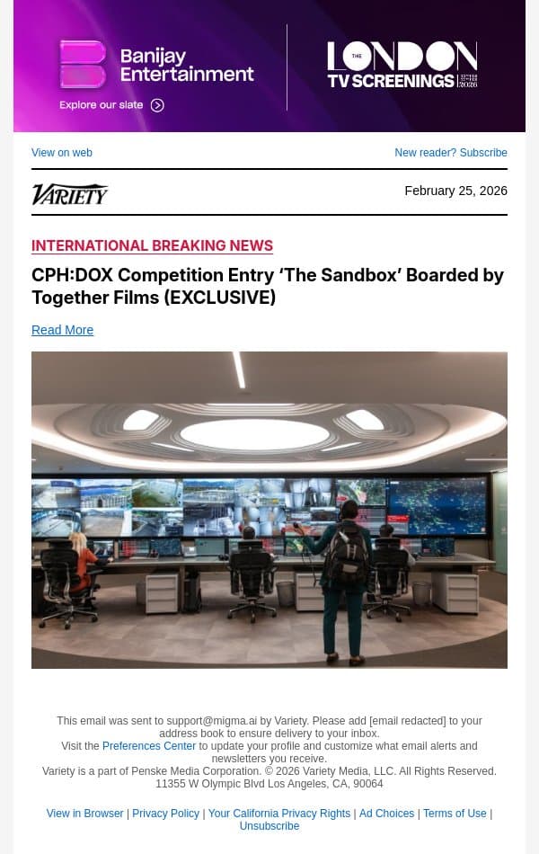 CPH:DOX Competition Entry ‘The Sandbox’ Boarded by Together Films (EXCLUSIVE) email from Variety screenshot