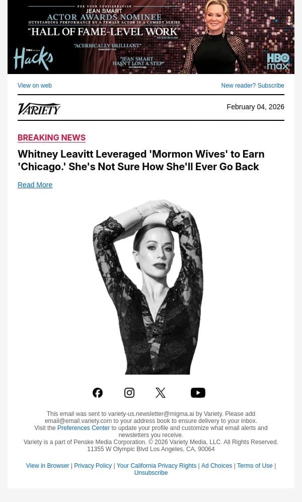 Whitney Leavitt Leveraged 'Mormon Wives' to Earn 'Chicago.' She's Not Sure How She'll Ever Go Back email from Variety screenshot