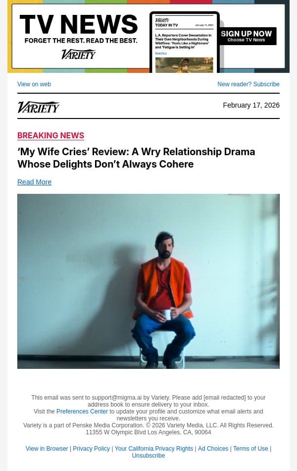 ‘My Wife Cries’ Review: A Wry Relationship Drama Whose Delights Don’t Always Cohere email from Variety screenshot