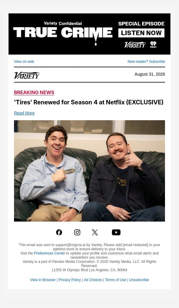 'Tires' Renewed for Season 4 at Netflix (EXCLUSIVE) email from Variety screenshot