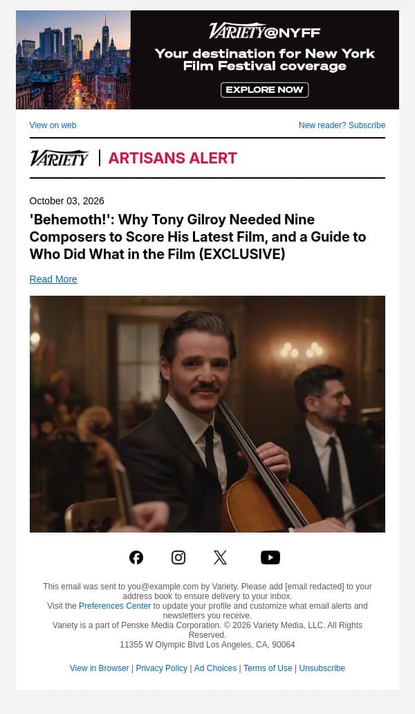 'Behemoth!': Why Tony Gilroy Needed Nine Composers to Score His Latest Film, and a Guide to Who Did What in the Film (EXCLUSIVE) email from Variety screenshot
