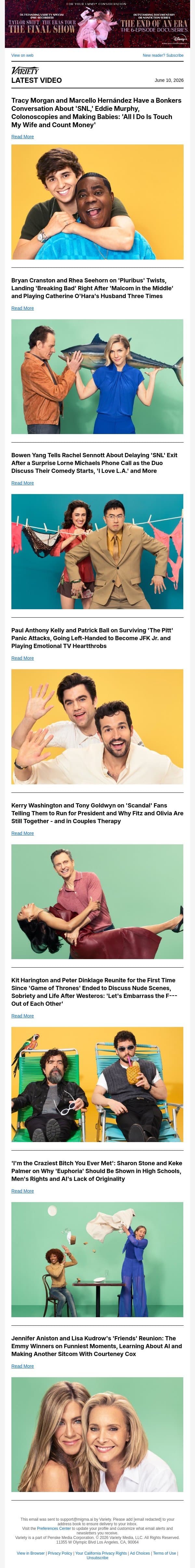 Tracy Morgan and Marcello Hernández Have a Bonkers Conversation About 'SNL,' Eddie Murphy, Colonoscopies and Making Babies: 'All I Do Is Touch My Wife and Count Money' email from Variety screenshot