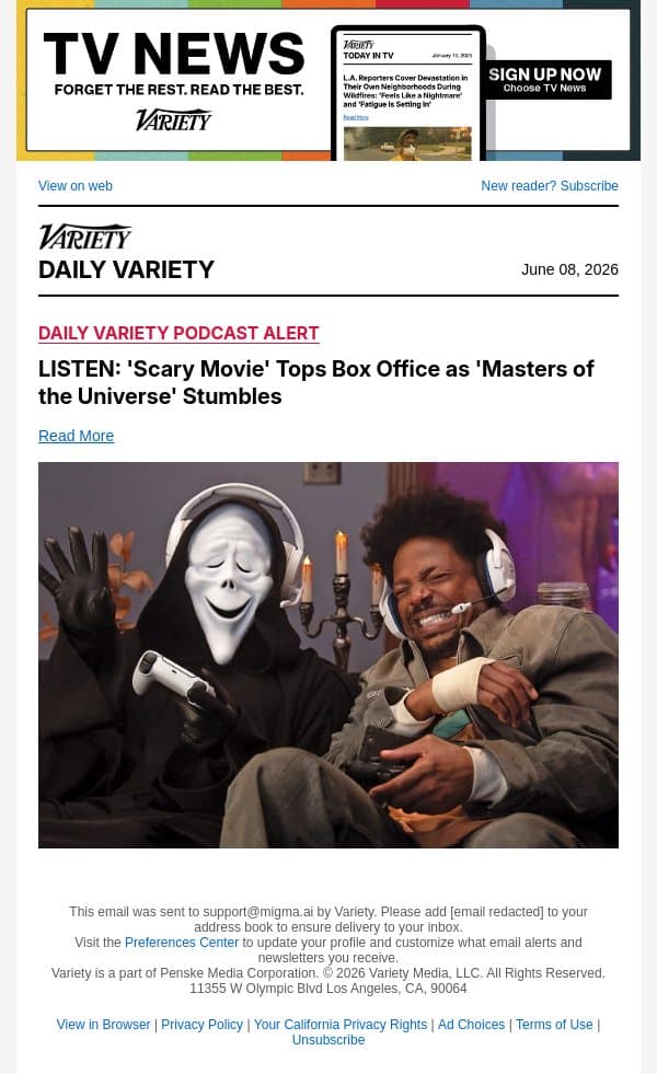 LISTEN: 'Scary Movie' Tops Box Office as 'Masters of the Universe' Stumbles email from Variety screenshot