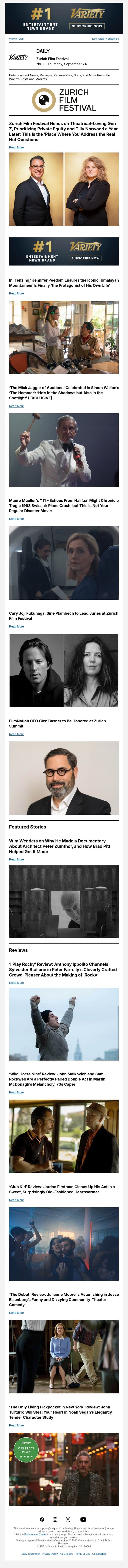 ZFF Chiefs on Gen Z, Tilly; Peedom Talks 'Tenzing'; 'Jagger of Auctions' email from Variety screenshot
