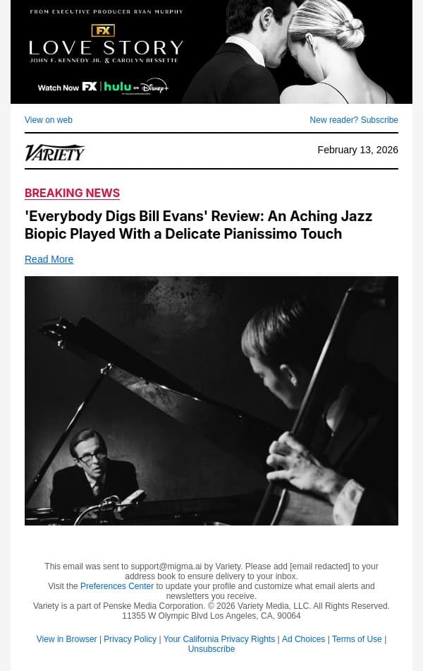 'Everybody Digs Bill Evans' Review: An Aching Jazz Biopic Played With a Delicate Pianissimo Touch email from Variety screenshot