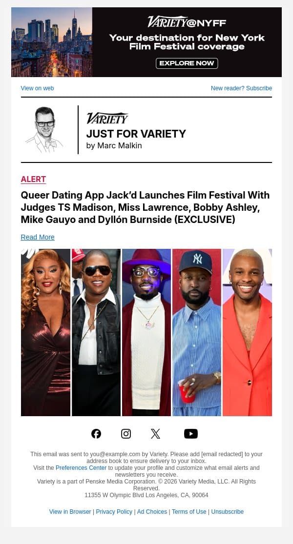 Queer Dating App Jack’d Launches Film Festival With Judges TS Madison, Miss Lawrence, Bobby Ashley, Mike Gauyo and Dyllón Burnside (EXCLUSIVE) email from Variety screenshot