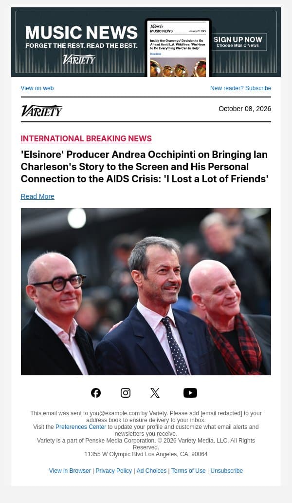 'Elsinore' Producer Andrea Occhipinti on Bringing Ian Charleson's Story to the Screen and His Personal Connection to the AIDS Crisis: 'I Lost a Lot of Friends' email from Variety screenshot
