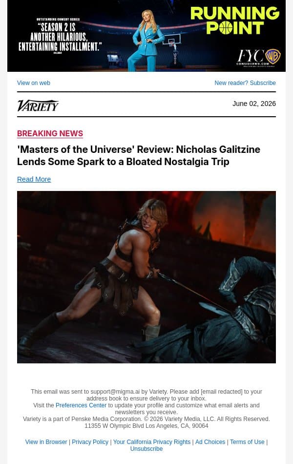'Masters of the Universe' Review: Nicholas Galitzine Lends Some Spark to a Bloated Nostalgia Trip email from Variety screenshot