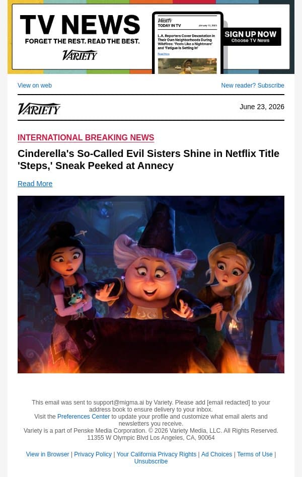 Cinderella's So-Called Evil Sisters Shine in Netflix Title 'Steps,' Sneak Peeked at Annecy email from Variety screenshot