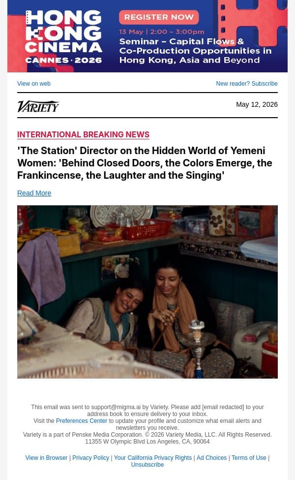 'The Station' Director on the Hidden World of Yemeni Women: 'Behind Closed Doors, the Colors Emerge, the Frankincense, the Laughter and the Singing' email from Variety screenshot