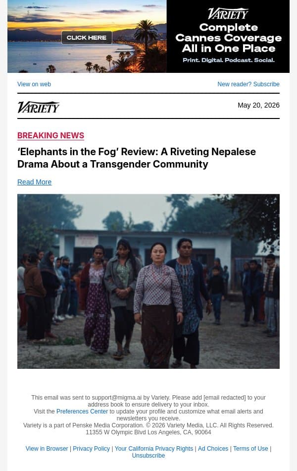 ‘Elephants in the Fog’ Review: A Riveting Nepalese Drama About a Transgender Community email from Variety screenshot