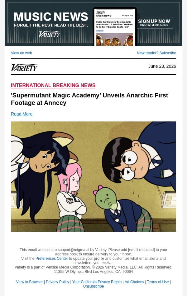 'Supermutant Magic Academy’ Unveils Anarchic First Footage at Annecy email from Variety screenshot