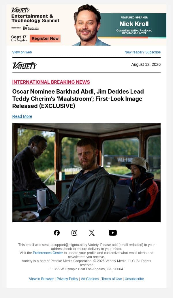 Oscar Nominee Barkhad Abdi, Jim Deddes Lead Teddy Cherim’s ‘Maalstroom’; First-Look Image Released (EXCLUSIVE) email from Variety screenshot