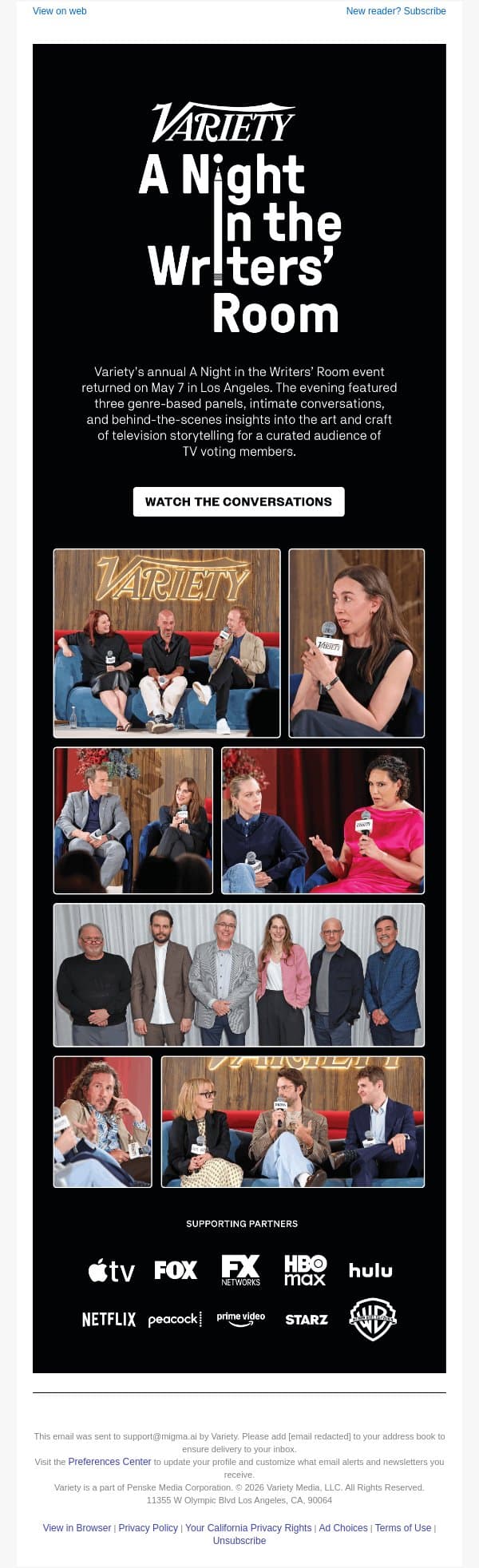 Watch the Conversations from Variety's A Night in the Writers' Room email from Variety screenshot