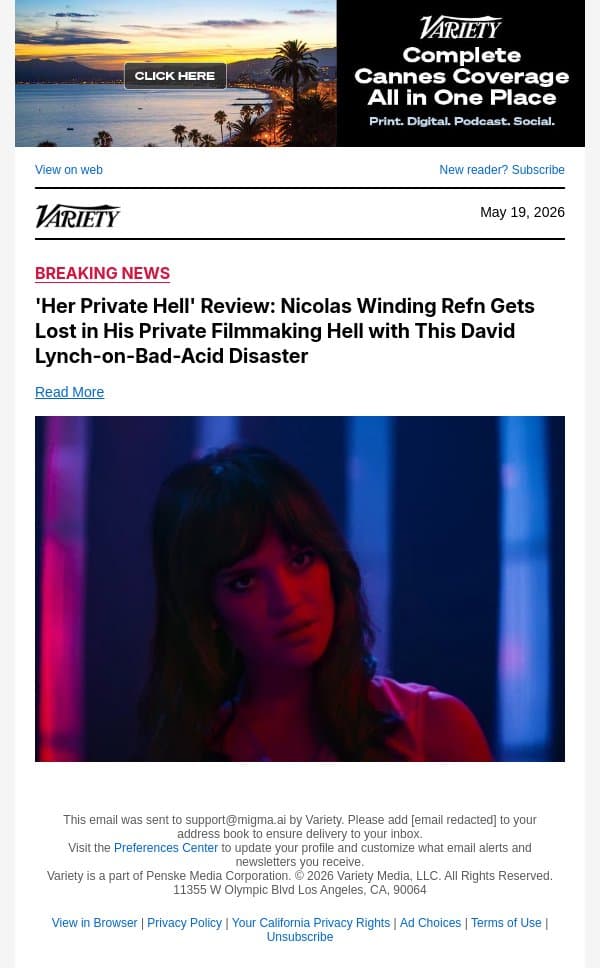 'Her Private Hell' Review: Nicolas Winding Refn Gets Lost in His Private Filmmaking Hell with This David Lynch-on-Bad-Acid Disaster email from Variety screenshot