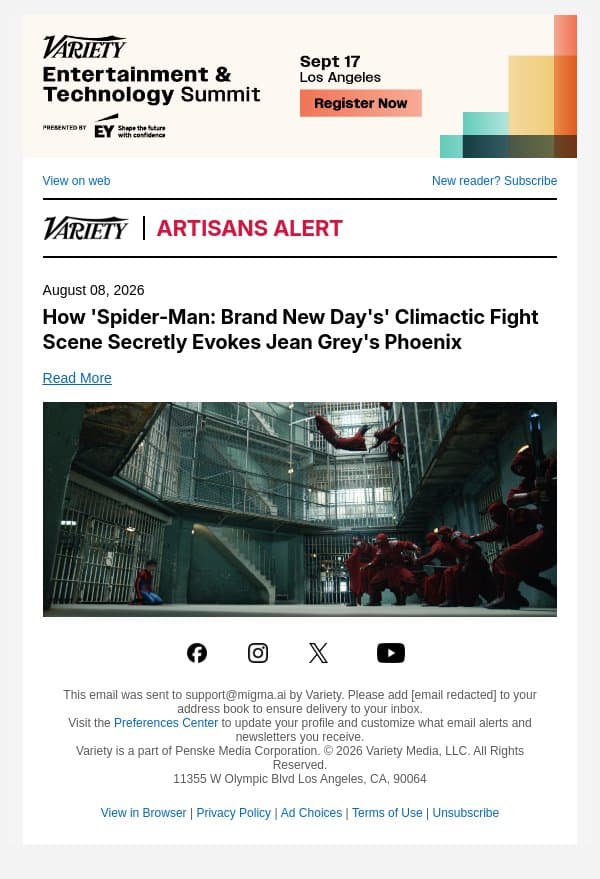 How 'Spider-Man: Brand New Day's' Climactic Fight Scene Secretly Evokes Jean Grey's Phoenix email from Variety screenshot