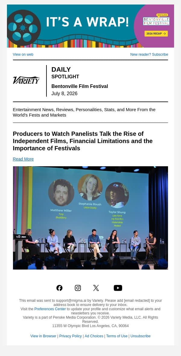 Producers to Watch Panelists Talk the Rise of Independent Films, Financial Limitations and the Importance of Festivals email from Variety screenshot