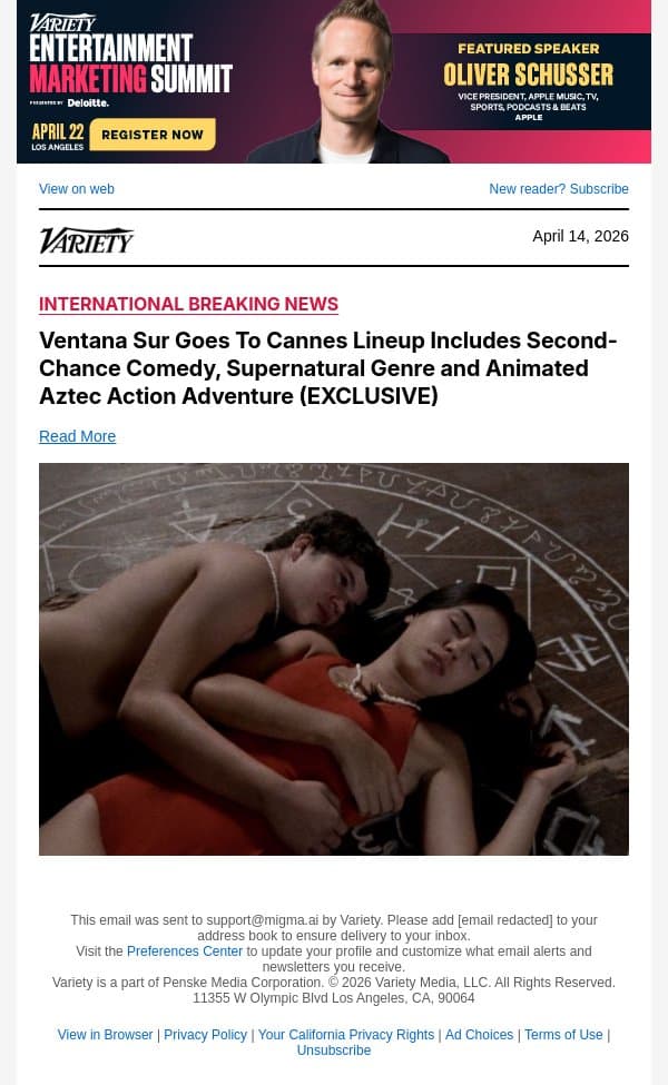 Ventana Sur Goes To Cannes Lineup Includes Second-Chance Comedy, Supernatural Genre and Animated Aztec Action Adventure (EXCLUSIVE) email from Variety screenshot