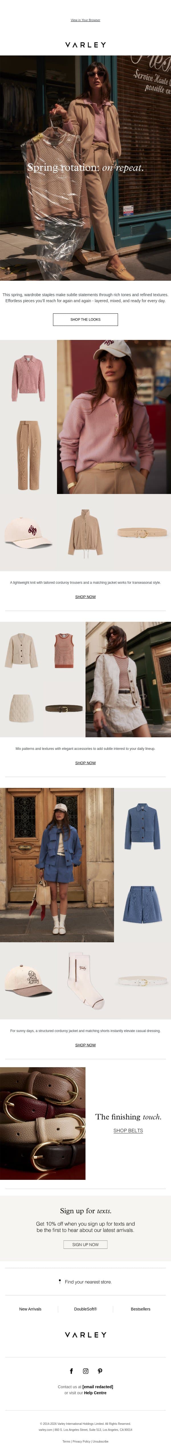 Spring essentials: your rotation refreshed email from Varley screenshot