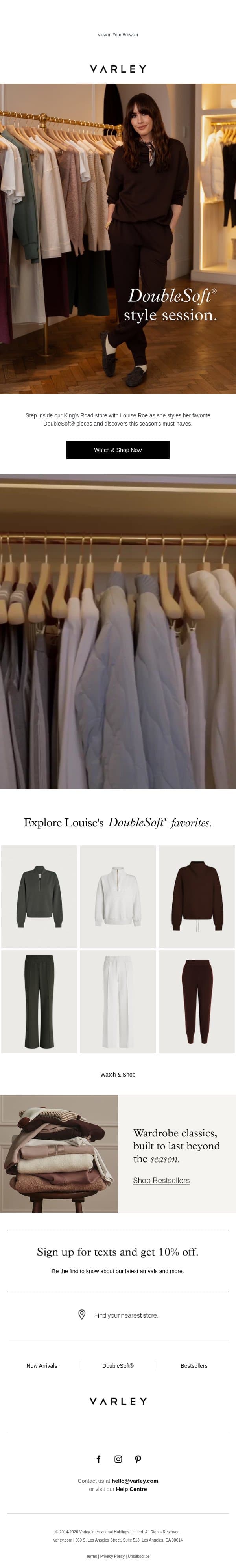Your DoubleSoft® style guide email from Varley screenshot