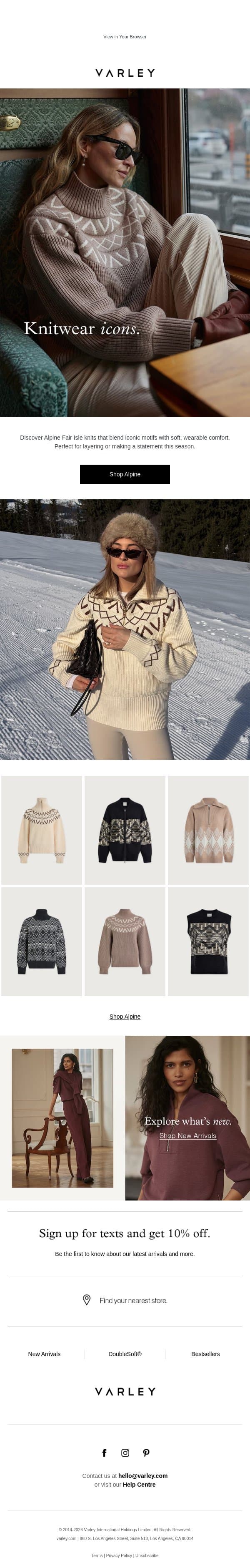This seasons most wanted pieces email from Varley screenshot