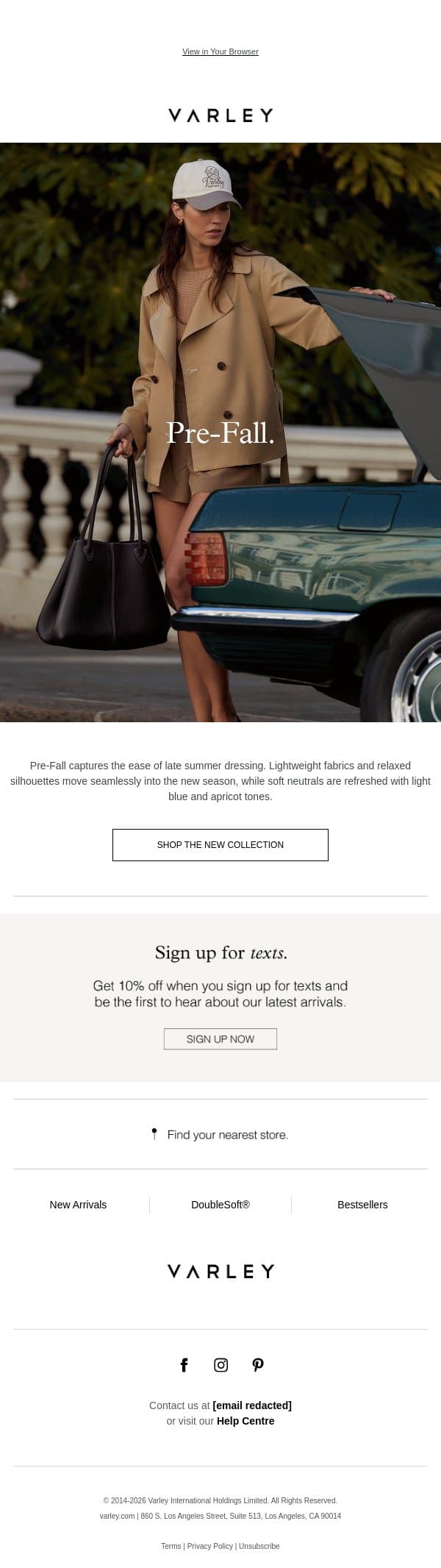 Just launched: Pre-Fall email from Varley screenshot