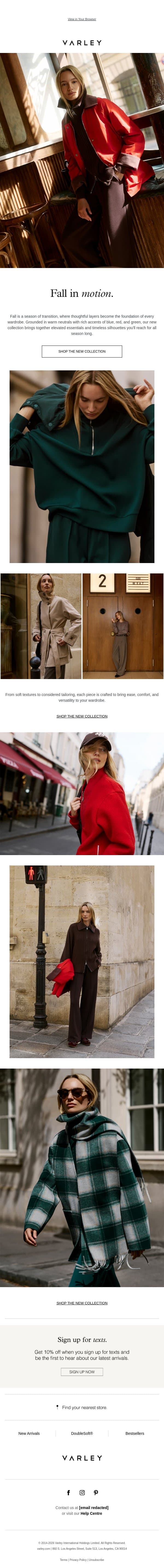 Introducing the Fall collection email from Varley screenshot