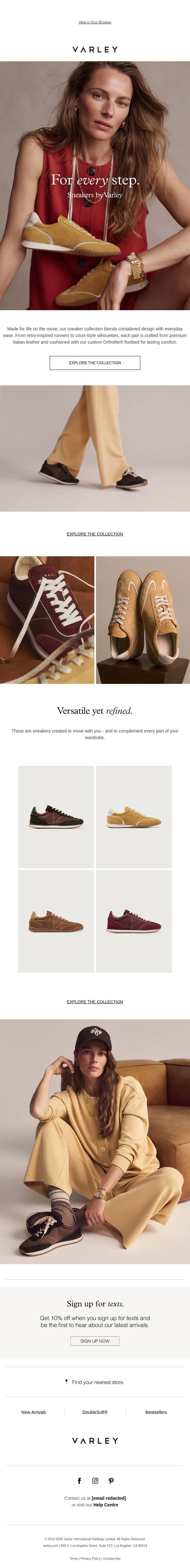 New collection: Sneakers by Varley email from Varley screenshot