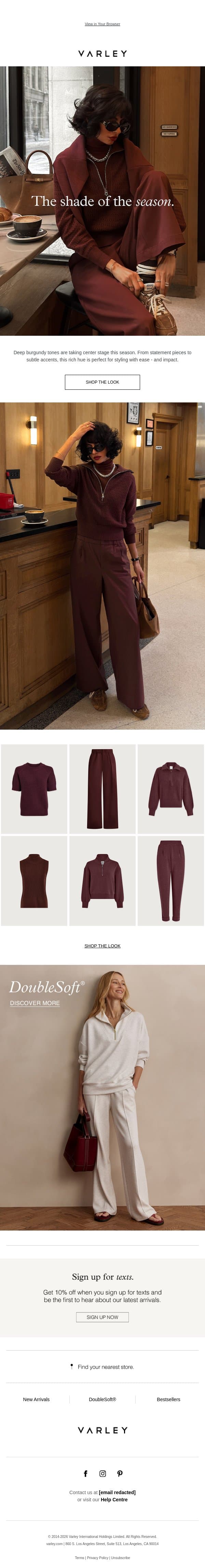 New arrival: bold burgundy email from Varley screenshot