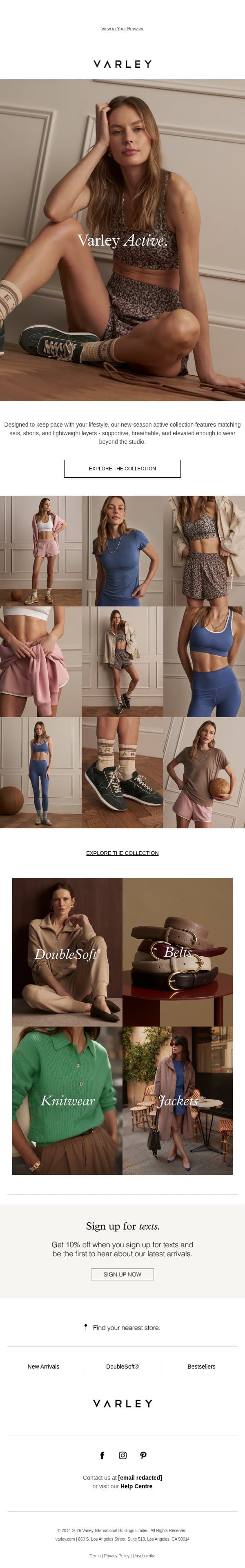 New active arrivals email from Varley screenshot