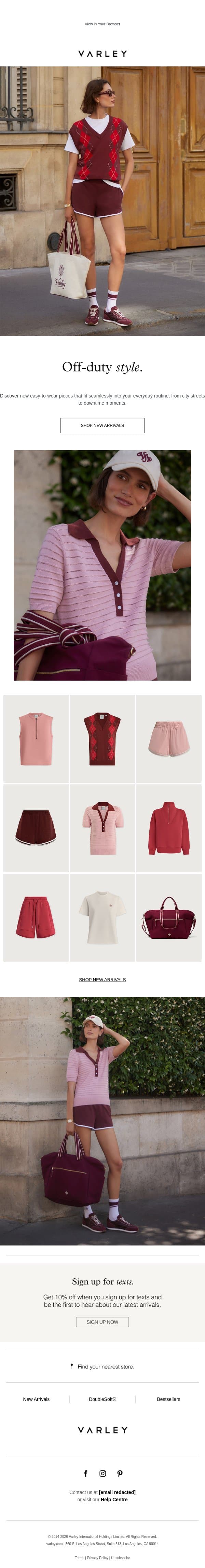 Everyday style, refreshed email from Varley screenshot