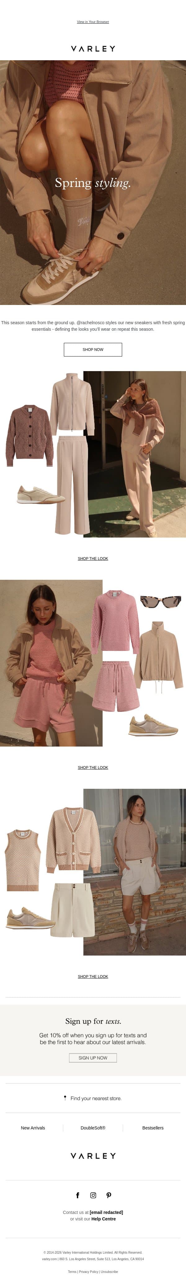 Everyday outfit inspiration email from Varley screenshot