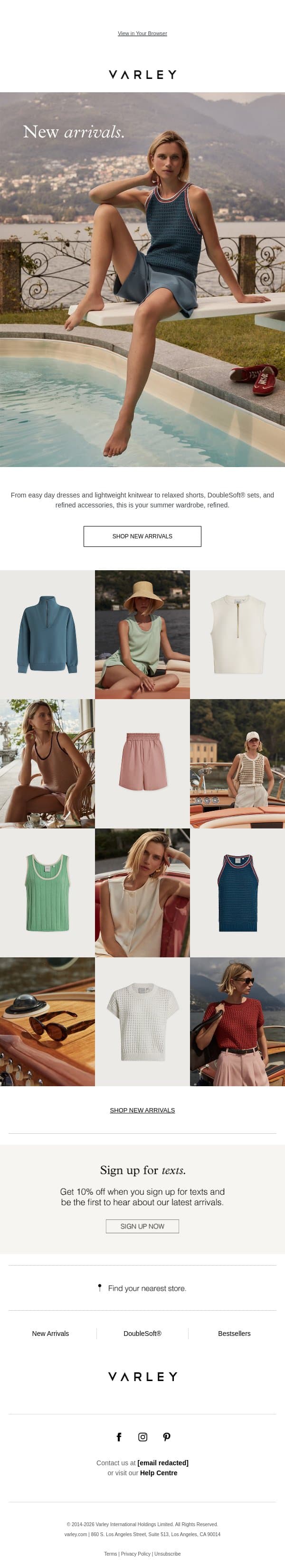 Just landed: the Summer collection email from Varley screenshot