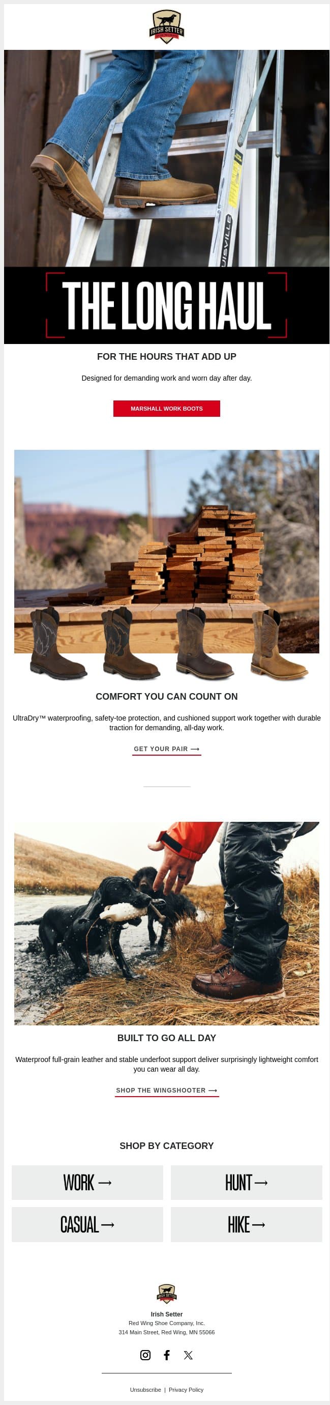 Built to Keep At It email from Vasque screenshot