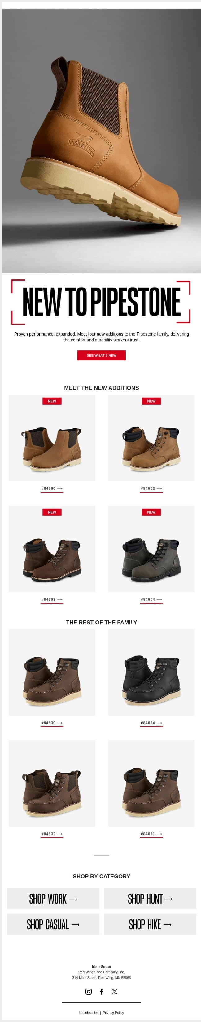 NEW Pipestone Styles. Proven Performance. email from Vasque screenshot