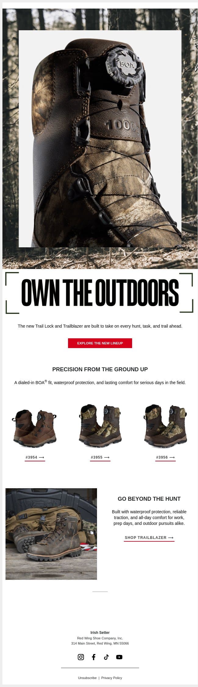 Just Arrived: Trail Lock & Trailblazer email from Vasque screenshot