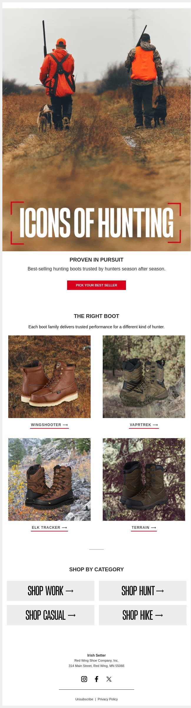 The Boots Hunters Trust email from Vasque screenshot