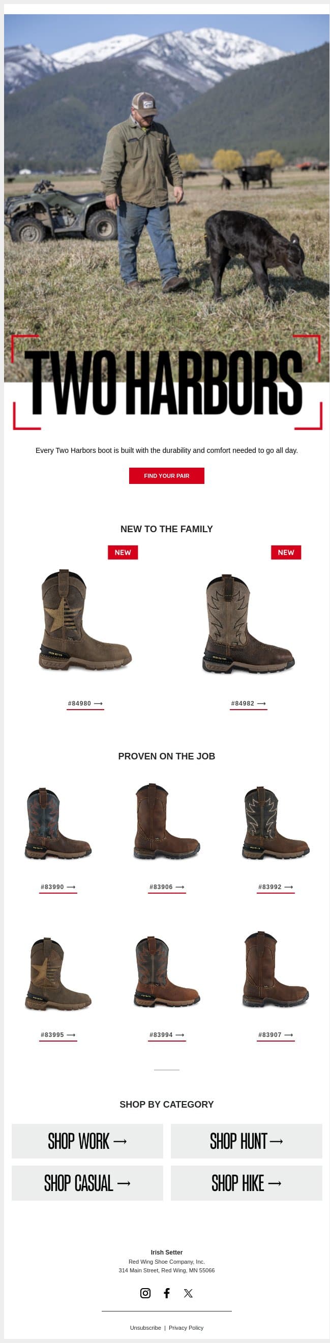 New in Two Harbors email from Vasque screenshot
