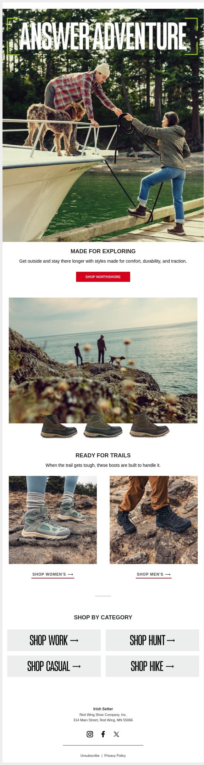 All-in on Adventure email from Vasque screenshot