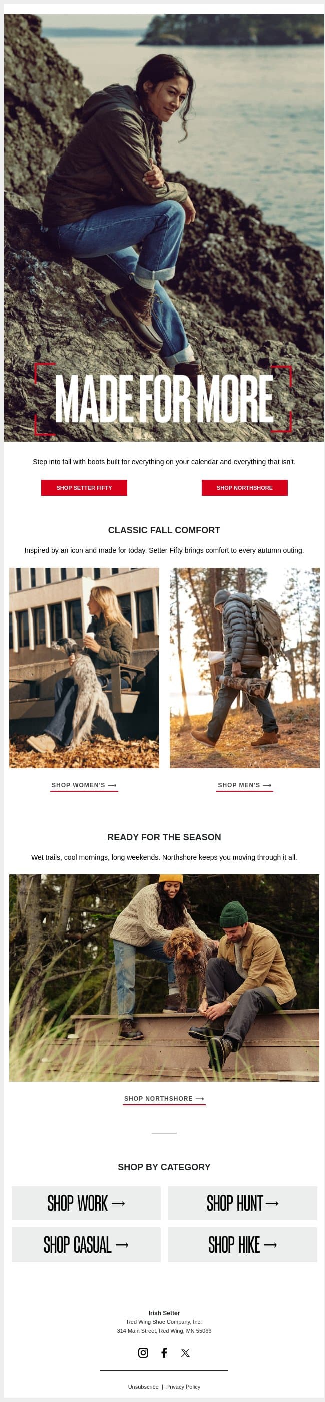 Fall Starts Here 🍂 email from Vasque screenshot