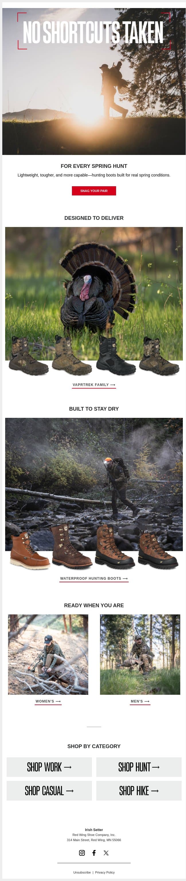 Hunt On This Spring email from Vasque screenshot
