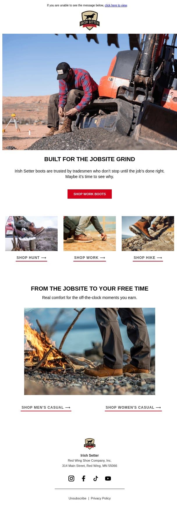 Made to Earn Their Keep email from Vasque screenshot