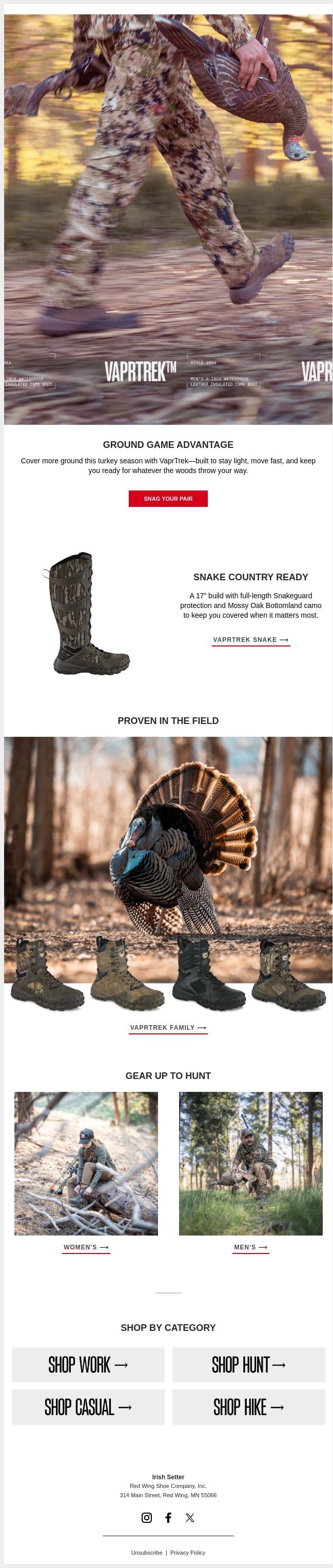 Hunt Without Limits email from Vasque screenshot