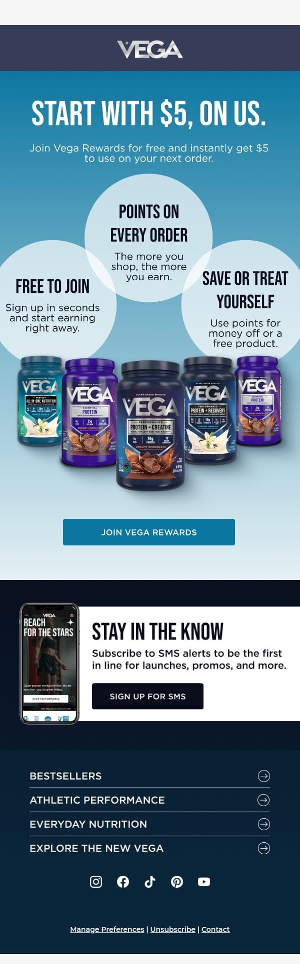 Your $5 is waiting email from Vega screenshot