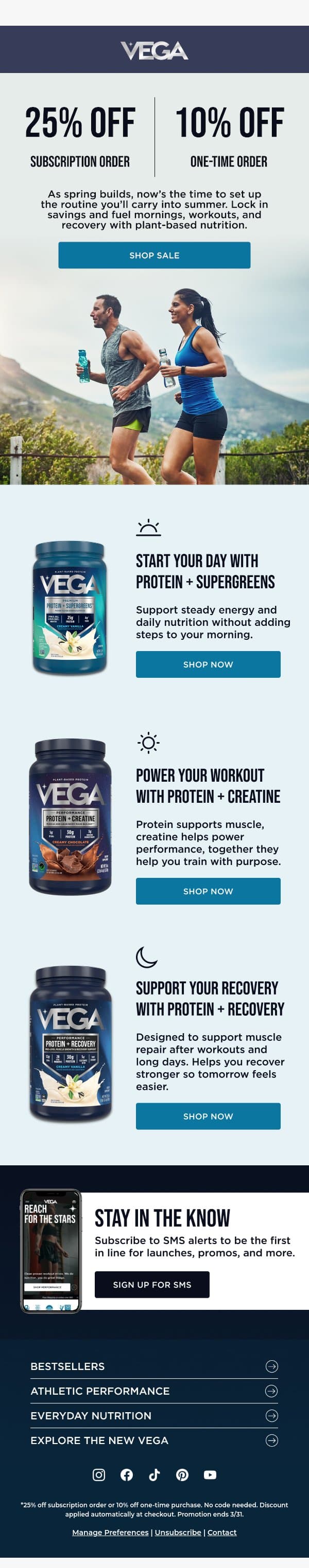 Starts today: 25% off! email from Vega screenshot