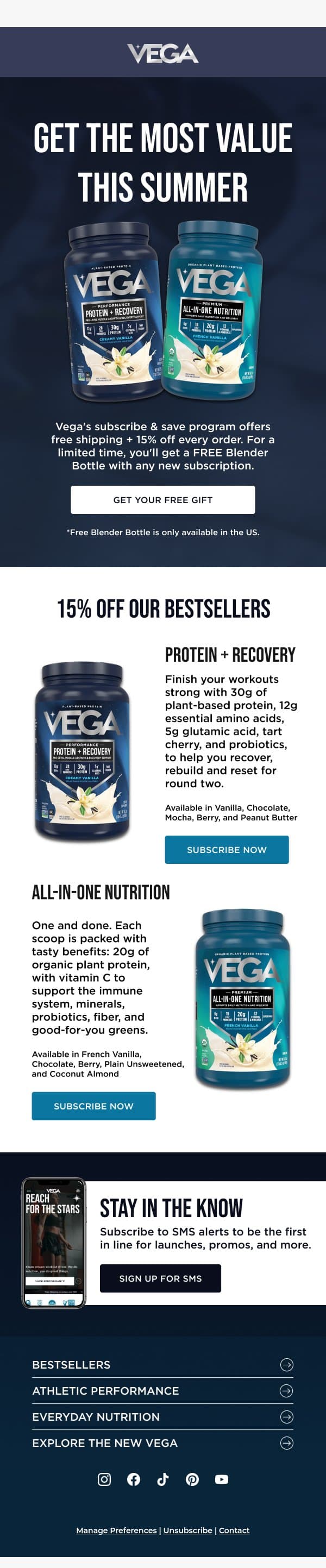 We've got a gift for you email from Vega screenshot