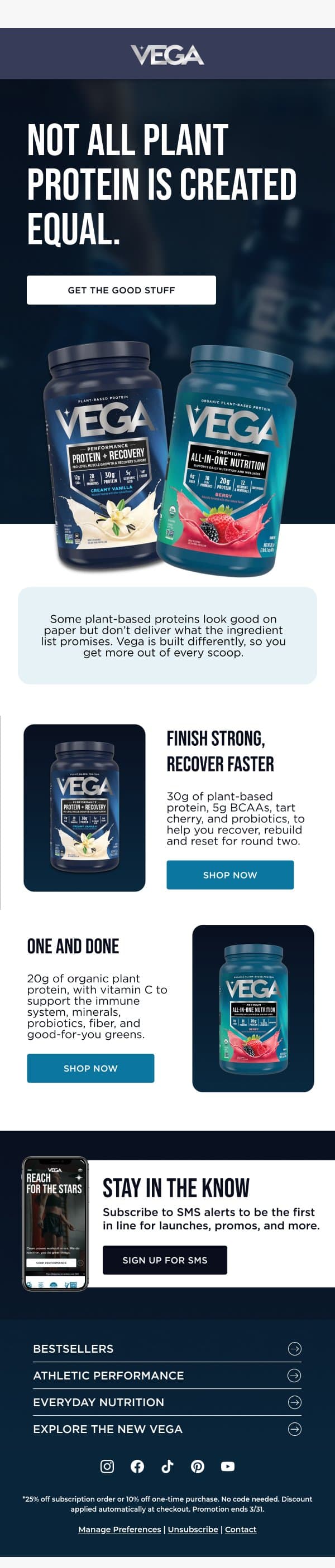 There’s a catch with most plant protein email from Vega screenshot