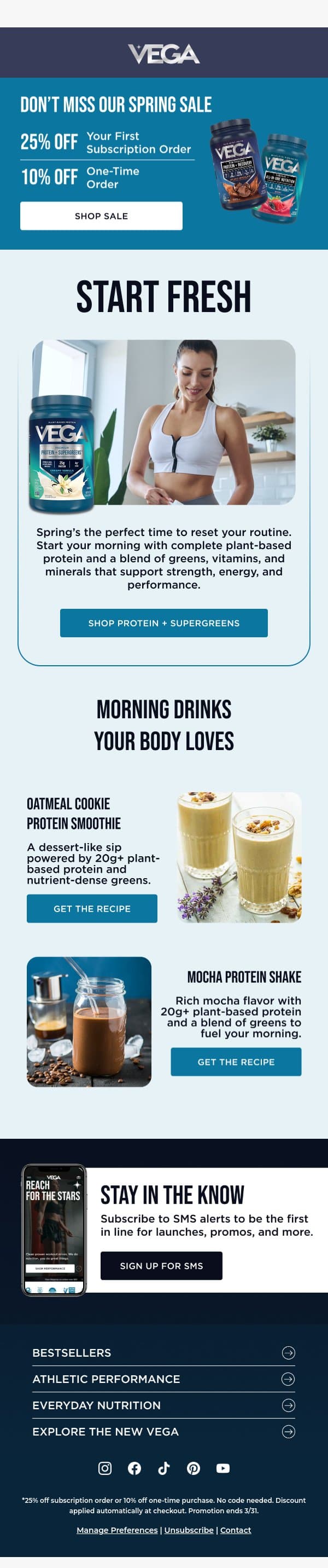 Blend this tomorrow morning email from Vega screenshot