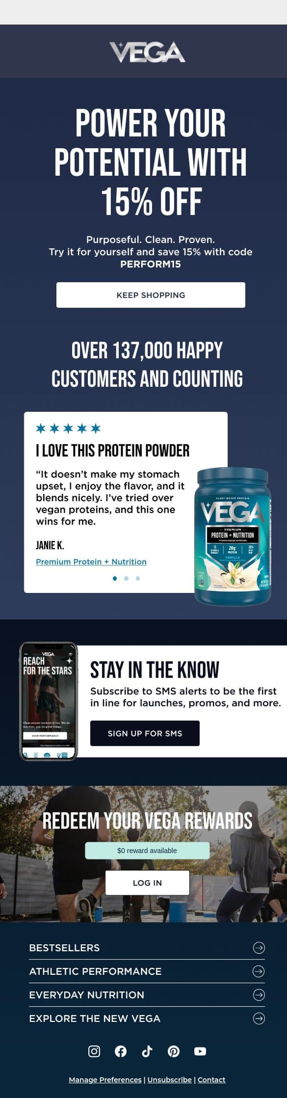 Take Another Look (& 15% Off) email from Vega screenshot