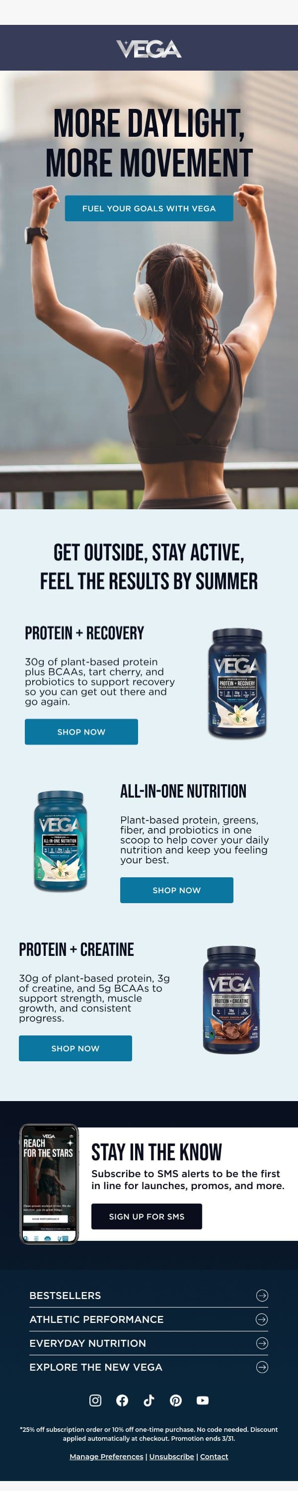 Consider this your head start email from Vega screenshot
